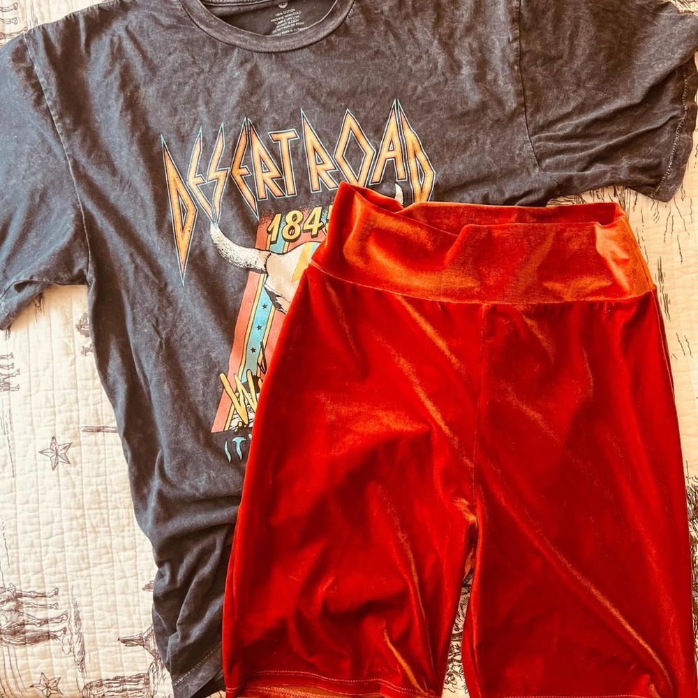 Velvet Burnt Orange Biker Shorts Only